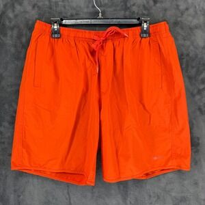 Adsum Mens‎ Orange Nylon Spandex Stretch Drawstring Casual Shorts Size Large